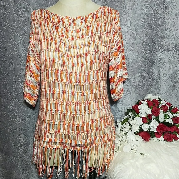 NY Collection Tops - Crochet fringed hem top.  NY Collections XS